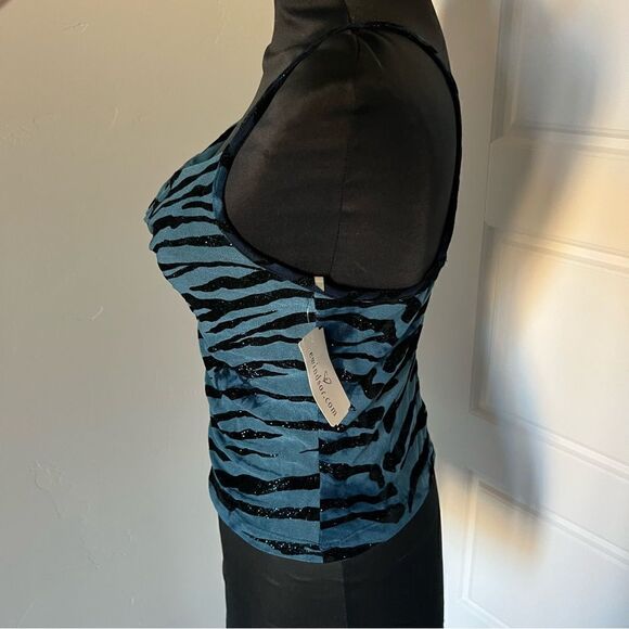 Windsor top cowl neck tiger stripe in blue sparkly fabric sz Small Deadstock - Picture 7 of 13